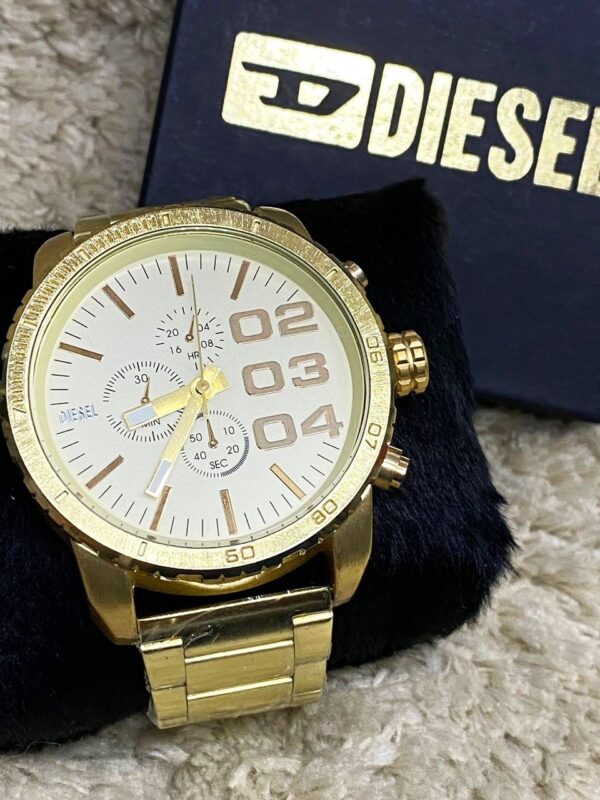 Relógio Masculino Diesel DZ Dourado Fundo Dourado Pulseira de Aço resistente a agua