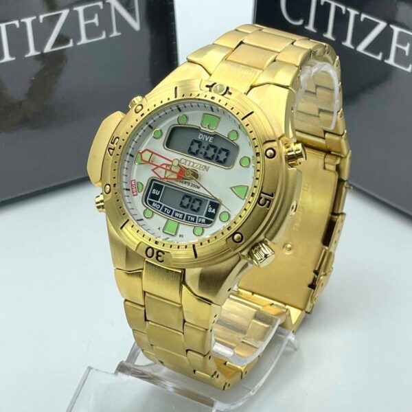 Relógio Citizen Aqualand dourado branco serie ouro 2023 p/ aço - Image 2