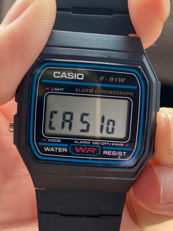 Casio Relógio esportivo digital clássico F91W-1 Preto Azul - Image 2