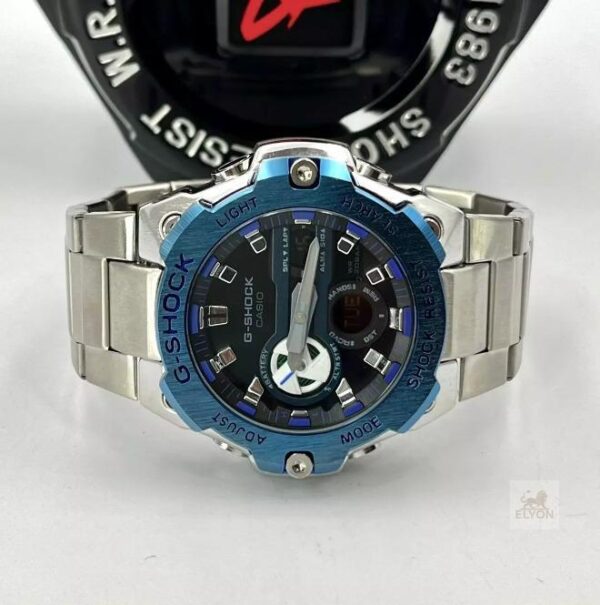 Relógio Masculino G-Shock Metal GST Prata - Azul 100% funcional Pulseira de aço e a prova dagua - Image 3